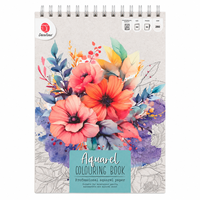 Livre de coloriage à l'aquarelle avec crayons solubles dans l'eau, couverture à motif de petites fleurs, reliure spirale, 30 pages, papier, fournitures scolaires et de bureau