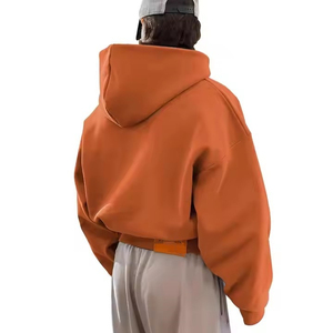 Oversized <b>Men's</b> Hooded <b>Zip</b>-<b>Up</b> Sweatshirt Batwing Sleeve Crop Length Solid Color <b>Fleece</b> hoodie for <b>men</b> - Product Image 3