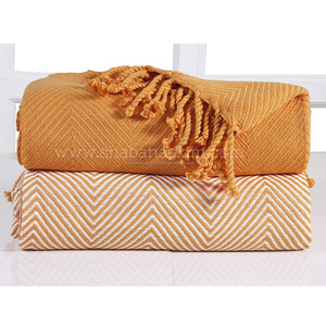 Manta Rosa tejida de algodón reciclado ecológico, cojines portátiles con patrón de diamantes pequeños para sofá de sala de estar - Product Image 5