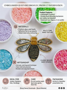Gold Bee <b>Sequin</b> Embroidered Patch Beaded Insect Applique for <b>Jackets</b> Dresses Bags Shoes Fashion Accessories - Product Image 6