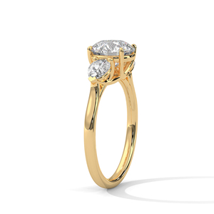 แหวนเพชรเม็ดเดี่ยวสามเม็ด สร้างในห้องปฏิบัติการ ชุบทอง 14K 18K สำหรับผู้หญิง ของขวัญวันครบรอบ ของขวัญแต่งงาน เพชร CVD - Product Image 5