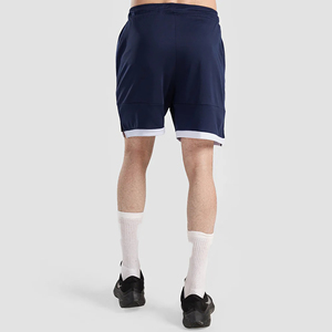 Shorts Bermuda pour Homme en Polyester Bleu Marine, Taille Élastique, Séchage Rapide, Style Décontracté, Couleur Unie, Tissu Tricoté - Product Image 2