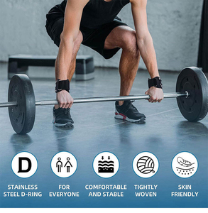 Sangles de poignet réglables en néoprène double avec anneau en D pour haltérophilie, musculation et powerlifting – Faible MOQ – Vente en gros - Product Image 5