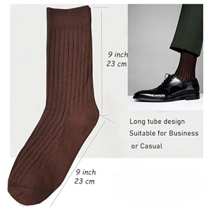 Business <b>Men's</b> Casual <b>Socks</b> ODM Quality Custom Crew Dress Made in Vietnam Solid Color Anti-Bacterial Breathable Ribbed Cotton - Product Image 3
