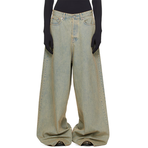 Pantalones Vaqueros Anchos de Hombre Azul Claro, Cintura Alta, Denim Lavado, Corte Holgado, Casuales de Verano - Product Image 4
