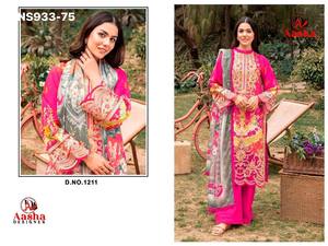 Diseño moderno, nueva variedad de algodón con estampado y parches bordados, conjunto de salwar-kameez y dupatta semicosturado, proveedor indio. - Product Image 4