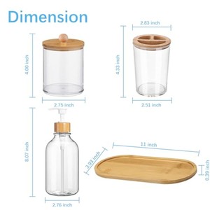 Ensemble de distributeur de savon rustique en bois d'acacia |   Accessoires de salle de bain de style farmhouse en gros - Product Image 4
