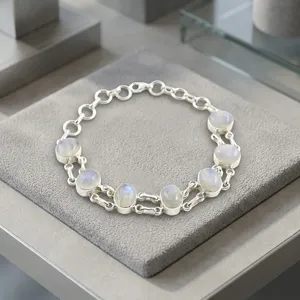 925 <b>Sterling</b> <b>Silver</b> Rainbow Moonstone Gemstone <b>Bracelet</b> Handmade Elegant Jewelry Wholesale Fashion <b>Bracelet</b> for Women - Product Image 5