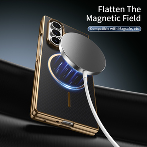 Étui magnétique de luxe au toucher soyeux pour Samsung <span class=keywords><strong>Galaxy</strong></span> Z Fold 7 <span class=keywords><strong>6</strong></span> 5 4 3, texture Kevlar, film en verre trempé intégré, coque fine plaquée - Product Image 4