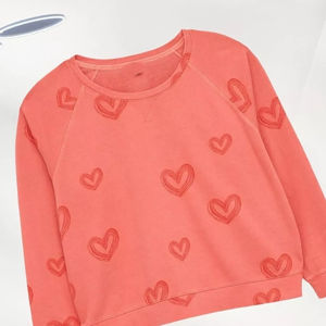 Sweat-shirt en coton à manches longues pour femme, imprimé cœur, avec logo personnalisé sur le devant, sweat-shirt pour femme - Product Image 5