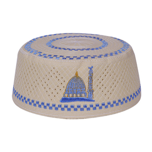 Chapeau de prière musulman Kufi pour hommes, broderie dôme de la Pierre Sainte, en tissu maillé respirant et perforé, coiffe traditionnelle islamique Taqiyah - Product Image 2
