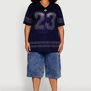 Camiseta Deportiva Unisex Personalizada de Fútbol Americano con Apliques de Pedrería, Estilo Oversize, Corte Cuadrado, Casual, de Malla, OEM, Marca Privada - Product Image 6