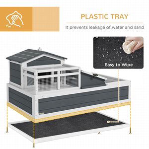 Casetta per Animali Domestici Grigia a 3 Stanze 112 x 65 x 58 cm, 2 Piani con Balcone per Tartarughe e Altri Animali - Product Image 5
