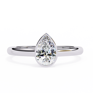 Anillo de Compromiso Solitario con Diamante Cultivado en Laboratorio en Forma de Pera, en Oro con Diseño de Lujo - Product Image 2