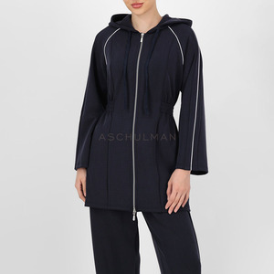 Ensemble de survêtement pour femmes à manches longues, couleur unie, avec poches latérales, fermeture éclair, capuche, coupe ample décontractée, vêtements d'automne - Product Image 2