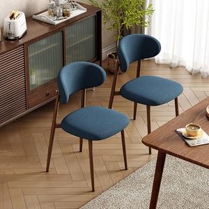Ensemble de 4 chaises de salle à manger rembourrées, style moderne du milieu du siècle, chaises de cuisine et de salle à manger avec assise et dossier en lin - Product Image 2