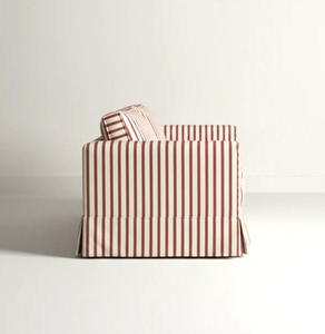 Sofá Moderno Clásico de Estilo Rústico Francés con Tapicería a Rayas, Sofá de 3 Plazas con Funda Ajustable y Patrón de Rayas Rojas y Blancas - Product Image 4