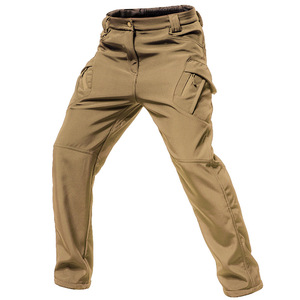 Winter Lightweight Canvas Thermal Soft shell Pants Fit Fleece Lined <b>Waterproof</b> Windproof Pants Outdoor Safari Style - Product Image 2