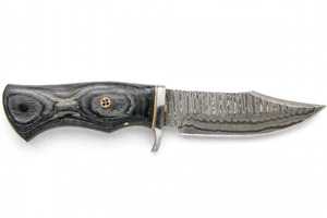 Cuchillo utilitario artesanal de acero de Damasco para exteriores, mango de madera gris, herramienta de hoja fija - Product Image 2