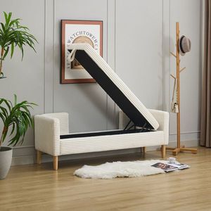 65.35\" Wide Corduroy Storage Soft Bench with Armrests and <b>Backrest</b> Two Bolster Pillows for Living Room Entryway Bedroom - Product Image 5