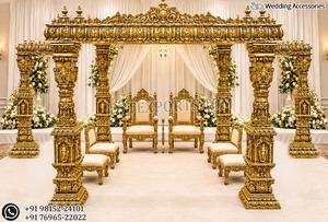 Mandap en bois de qualité supérieure, nouveau design, pour les mariages gujaratis, décoration de mariage traditionnelle avec piliers en bois de qualité, Australie - Product Image 5