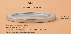 Assiette de présentation ronde artisanale en nacre incrustée, pour une mise en scène décorative de table - Product Image 5