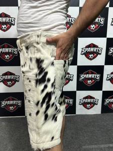 Men's Hair On Cowhide Leather Shorts Animal Print Bermuda Style Synthetic Latex Style Clubwear <b>Hot</b> <b>Pants</b> Sexy Punk Rock - Product Image 4