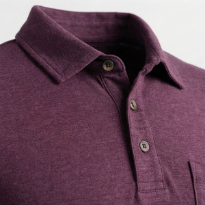 Polo à manches courtes pour homme, couleur violette, avec poche poitrine, design tricoté uni, coupe classique - Product Image 4