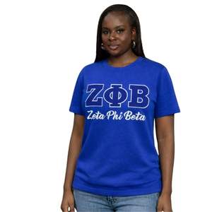 T-shirt bleu royal Zeta Phi Beta ZPB pour femme, avec lettres grecques, col rond décontracté, en coton de qualité supérieure, haut élégant - Product Image 1