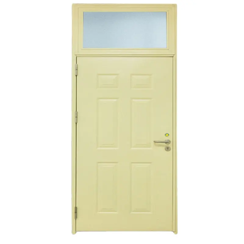 Puertas interiores de núcleo hueco más vendidas Panel de acero amarillo claro Puerta de entrada Escuela Aula Puerta de oficina