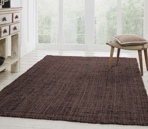 Tapis en jute foncé à bords festonnés, tapis bohème tissé à la main pour salon, chambre, hôtels, et espaces commerciaux - Product Image 3
