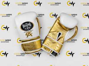 New Latest Model White & Golden No Boxing No Life Boxing Gloves Professional Training <b>Strap</b>-Up No Boxing No Life Gloves - Product Image 2