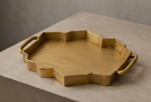 Bandeja de Servicio Geométrica de Metal Dorado al por Mayor con Borde de Cuatro Hojas, Vajilla de Lujo para el Hogar y Sala de Estar, Suministro a Granel - Product Image 5