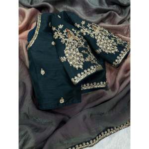 Handmade Fancy Straight Saree with Chinoiserie-Inspired Sequence and Cording Embroidery Work - Product Image 4