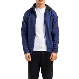 Sudadera con Capucha y Cremallera Completa, 100% Algodón, Forro Polar, Ligera, Transpirable, Casual, de Color Sólido, Manga Larga, para Hombre - Product Image 1