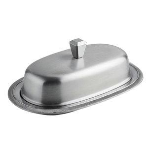 Plato para Mantequilla Ovalado de Acero Inoxidable con Tapa, Diseño Moderno, Hermético, Conserva la Frescura, Vajilla de Cocina - Product Image 2