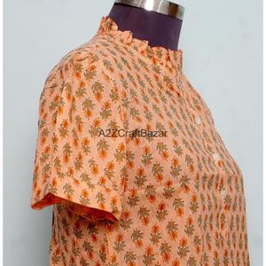 Blusa Informal de Verano con Estampado Indio, 100% Algodón Puro, Diseño Floral Bohemio, Ecológica, Transpirable, Manga Corta - Product Image 5