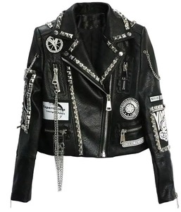 Custom Style Formal Spike Stud Waterproof Windproof Eco-Friendly Reversible Bomber Motorcycle Biker Genuine Leather <b>Jackets</b> Men - Product Image 3