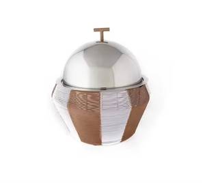 Moderno Calentador de Comida Esférico Negro Mate de Acero Inoxidable Hecho a Mano Apilable para Buffet, Servidor de Alimentos de Lujo para Catering - Product Image 5