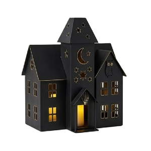 โคมไฟสังกะสีใส่เทียนในบ้านทำจากโลหะชุบสังกะสีแบบชนบทสำหรับตั้งโต๊ะวันคริสต์มาส - Product Image 1