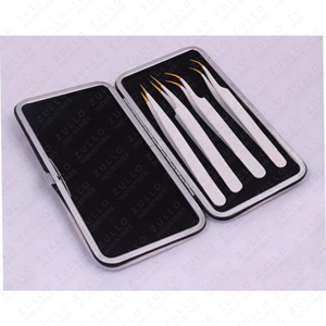 Pinzas de Precisión para Extensión de Pestañas con Punta Dorada Zullo Industries, Acero Inoxidable Recubierto, Herramienta para Pestañas con Gancho Puntiagudo, Personalizable - Product Image 5