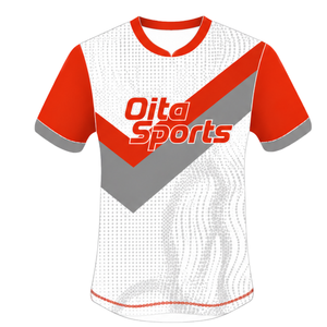 Conjunto de Uniforme de Rugby de Manga Corta en Naranja Brillante, Blanco y Gris, Jersey de Rugby con Cuello Redondo y Estampado Gráfico, Pantalones Cortos con Cordón Ajustable, Rendimiento Atlético - Product Image 3