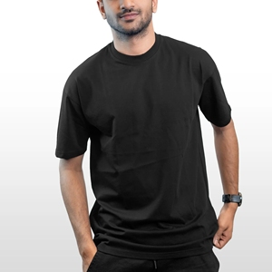 T-shirt noir uni pour homme, 100% coton, couleur unie, pour un confort quotidien - Product Image 3