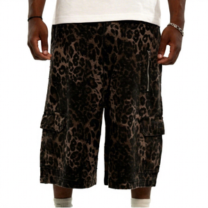 Shorts imprimés pour hommes, taille mi-haute, fermeture élastique, longueur respirante, style décontracté, tissu en toile - Product Image 3