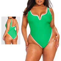 Baju Renang Wanita 2024 Model One-piece Solid Push Up Ukuran Besar Desain V Dalam 1 Potong Motif Cetak