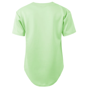 เสื้อเบสบอลคอวีสีเขียว แขนสั้น ผ้าตาข่ายระบายอากาศ สำหรับผู้ใหญ่ ทรงปกติ ติดกระดุม สีพื้น ชุดกีฬา - Product Image 3