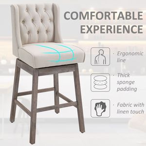 Ensemble de 2 tabourets de bar contemporains Swivel Savvy, rotation à 180 degrés, bois massif avec repose-pieds beige pour cuisine ou bar en métal - Product Image 4