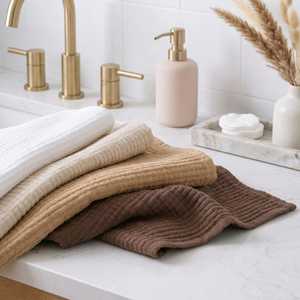 Green Cotton Waffle Weave <b>Bath</b> Towel Set Eco-Friendly Absorbent Soft Texture Bathroom Linen Custom Design <b>Bath</b> And Gym Towels - Product Image 2