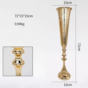Vase à fleurs en laiton glamour de haute qualité, décoration de mariage, vase à fleurs en métal, style européen - Product Image 2