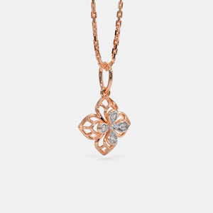 Collar con Colgante de Diamante Cultivado en Laboratorio, Cuatro Pétalos Florales, Oro Rosa - Product Image 3